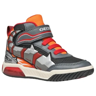 Afbeelding van Geox INEK BOY Light UP Sneakers hoog voor kinderen, Maat: 24, Dark grey/orange Textiel/ synthetisch
