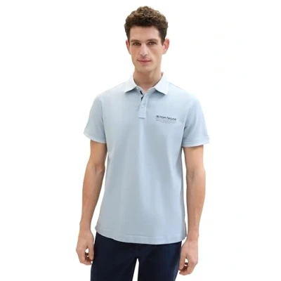 Afbeelding van TOM Tailor MIT LOGO Print Poloshirt, Heren, Maat: XXL, Foggy blue