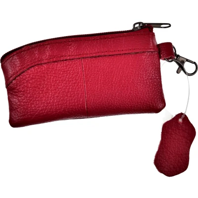 Afbeelding van Langwerpig Sleuteletui Portemonnee Dames Bordeauxrood Leren Autosleutel Etui Unisex Sleuteltasje Heren