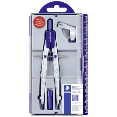 Afbeelding van STAEDTLER 550 01 Noris schoolkompas met middenwiel, universele adapter en loodbox (350 mm diameter)