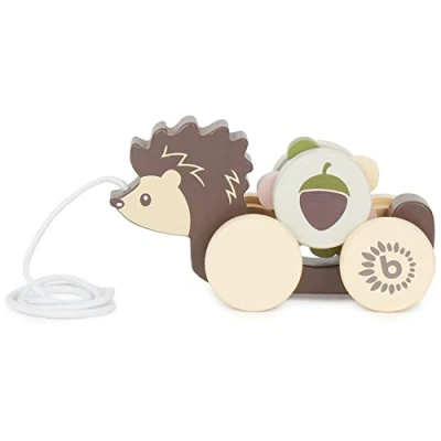 Afbeelding van Bieco Trekt egel hout trekspeelgoed vanaf 1 jaar schattig aantrekdier van babyspeelgoed houten om aan te trekken speelgoed rekt met