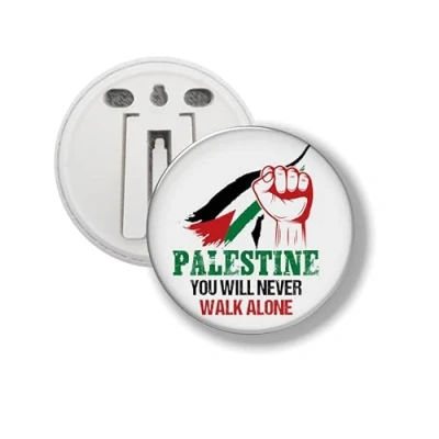 Afbeelding van Button Met Clip Palestine You Will Never Walk Alone