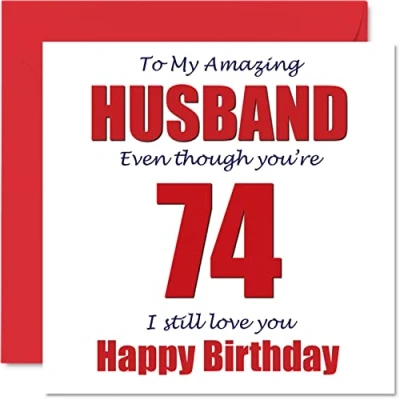 Afbeelding van Grappige 74e verjaardagskaarten voor echtgenoot 74 I Still Love You Gelukkige verjaardagskaart van echtgenote partner, vierenzeventig vierenzeventigste manlief plagercadeau, 145 mm