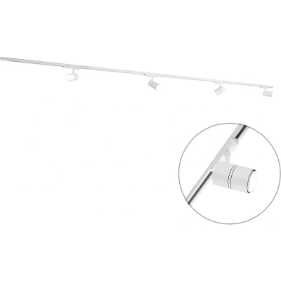 Afbeelding van QAZQA ruler Moderne LED Plafondlamp 4 lichts L 450 cm Wit Woonkamer Slaapkamer Keuken