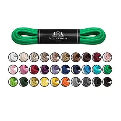 Afbeelding van Mount Swiss Luxe schoenveters, waterafstotende en scheurvaste veters, rond, diameter 2 3 mm, van fijn katoen/gewaxt, kleur: donkergroen, lengte: 45 cm