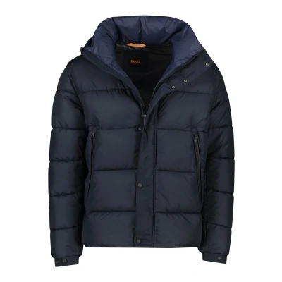Afbeelding van HUGO BOSS heren Omaris puffer jack met ritszakken en capuchon in de kleur Donkerblauw, maat: 56