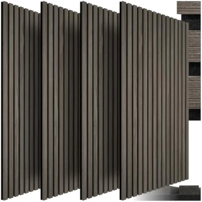 Afbeelding van tectake® Set van 4 Akoestische panelen Sonic Wall Geluidsabsorberend paneel Geluidsdemping Akoestisch wandpaneel 120x60x2,1cm wanddecoratie Eiken grijs
