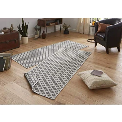 Afbeelding van Loper Duo Squares 80x350cm Creme Grafisch Vloerkleed 123vloerkleed.nl is de online webshop voor vloerkleden en woonaccessoires.