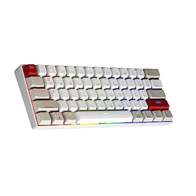 Afbeelding van NEWMEN GM610 Draadloos Mechanisch Toetsenbord, 60% USB C Bedraad/Bluetooth RGB Backlit Compact Hot Swappable Wit Anti Ghosting PC Mac Windows Android Gaming Toetsenbord (Blauwe