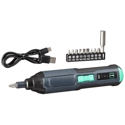 Afbeelding van Amazon Basics by SKIL oplaadbare schroevendraaier, oplaadbaar, 3,6 V (4V max) met 10 delige set bitjes en USB kabel (voorheen Denali)