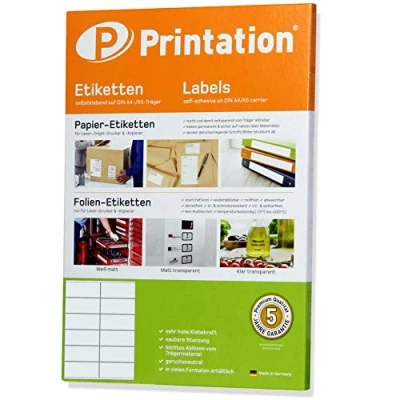 Afbeelding van Printation Etiketten Stickers 105 x 48 mm 120 Zelfklevende Adresetiketten 12 Labels per Vel 10 Vellen A4 Sticker Papier Afzender en Verzendlabels Printer Papier, Adreslabels 2x6
