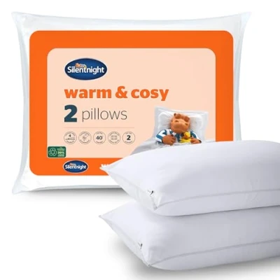 Afbeelding van Silentnight 553704GE luxe warme gezellige kussens, hypoallergene kussens met stiksels voor rug en zijslapers, hypoallergeen machinewasbaar, wit, 2 stuks (1 stuks)