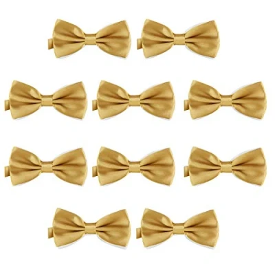 Afbeelding van 10 delige set DonDon heren vlinderdas 12 x 6 cm gestrikt en in lengte messing