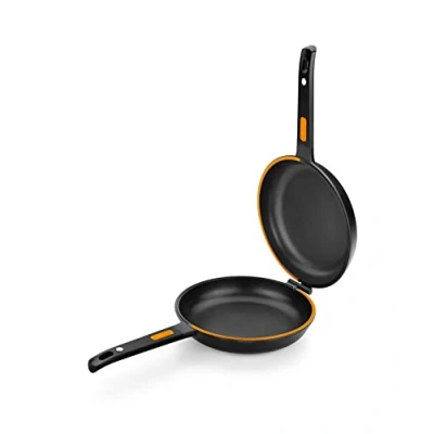 Afbeelding van BRA Efficient Duo dubbele pan 20 cm voor omeletten, gegoten aluminium met antiaanbaklaag zonder PFOA, geschikt alle soorten fornuizen, inclusief inductie.