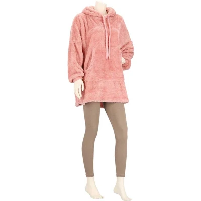 Afbeelding van Apollo Huggle Hoodie Dames Effen Roze Fleece One Size deken
