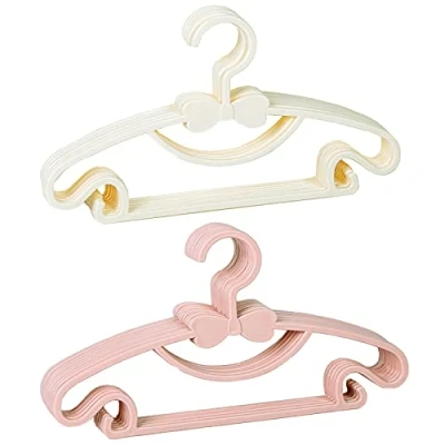 Afbeelding van 10 Stuks Babykleerhangers, Kinderkleerhangers, Plastic Kleerhangers voor Baby&#039;s, Kleerhangers, Baby T shirts, Truien, Broeken (Roze, Wit)