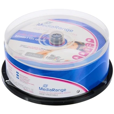 Afbeelding van CD R 80 Min/700 MB MediaRange Audio bedrukbaar Cakebox 25 stuks