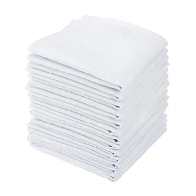 Afbeelding van DODUOS 15 stuks witte zakdoeken voor heren, zachte katoenen zakdoeken, 39,9 x cm, puur grote pochetten, mannen, Wit,