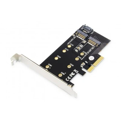 Afbeelding van Digitus DS 33170 2 + 1 poorten M.2 controller PCIe Geschikt voor: SATA SSD, NVMe SSD Incl. Low Profile slotplaat