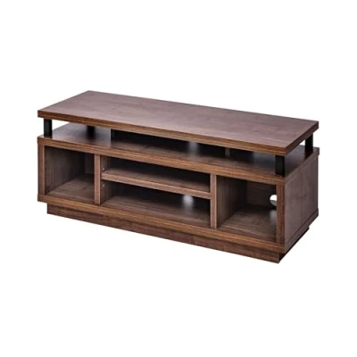 Afbeelding van Iris Ohyama, TV meubel / met 5 open planken tot 43, Massief hout, Kabelgaten, Kantoor, Woonkamer Cabinet Middle OTS 100M Bruin