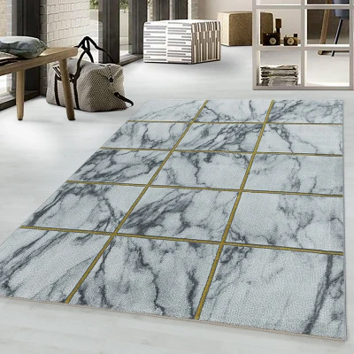 Afbeelding van Modern vloerkleed Marble Box Grijs/Goud 140x200cm Adana Carpets
