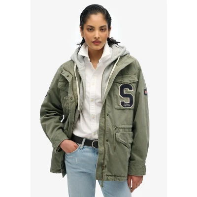 Afbeelding van Superdry Military jas van jersey met capuchon en borduursel Dames Buitenjassen