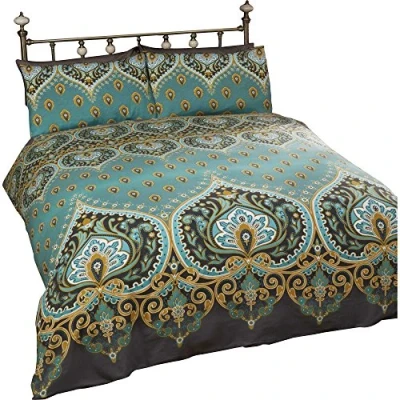 Afbeelding van Rapport Emerald Indian Design Dekbedovertrek en 2 kussensloop Bed Set, Polyester katoen, dubbel, 12398144