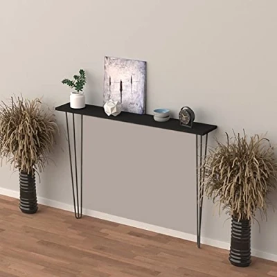 Afbeelding van Console tafel Kokemäki met pinpoten 82x120x18 cm zwart
