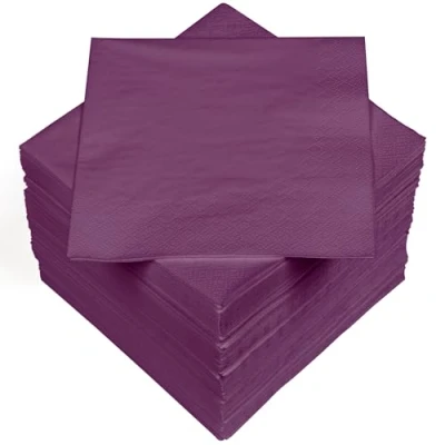 Afbeelding van HEKU 100 effen servetten, 3 laags, 33 x cm, uniforme kwaliteit voor evenementen en horeca, praktische verpakking van 5 stuks, zeer absorberend stijlvol, paars