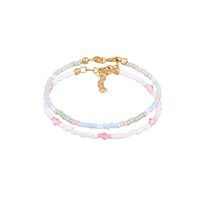 Afbeelding van Elli Glasperlen Pastell 2ER SET Armband goldcoloured voor kinderen, Maat: 14, Gold coloured