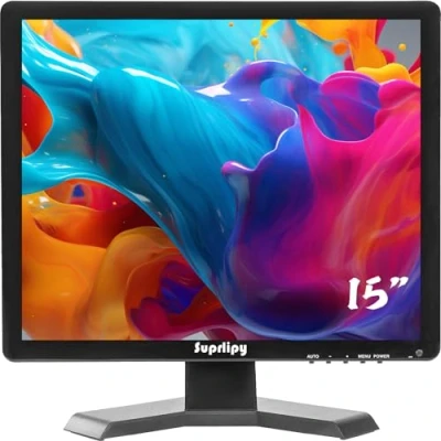 Afbeelding van Suprlipy 38,1 cm (15 inch) TFT LCD CCTV monitor 1024 x 768 4:3 kleurenscherm ondersteuning HDMI VGA AV BNC USB poorten met geïntegreerde afstandsbediening luidspreker voor thuis veiligheidsmonitor