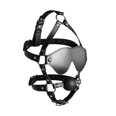 Afbeelding van Hoofdharnas met Blinddoek en Stevige Ball Gag