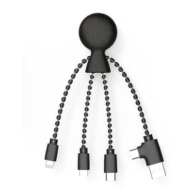 Afbeelding van Xoopar Mr Bio Recycle Plastic Kabel Zwart Wit Oplaadkabel MultiConnector USB C