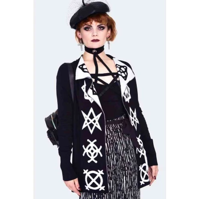 Afbeelding van Jawbreaker Magic symbols reverse Lange cardigan L Zwart