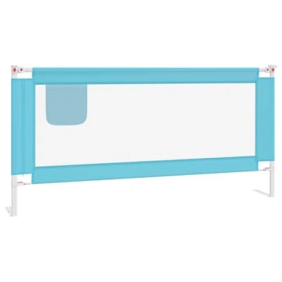 Afbeelding van vidaXL Bedhekje peuter 190x25 cm stof blauw, bedbescherming, babybed bescherming, baby veiligheidshekje, bedbeschermingen, beschermingen