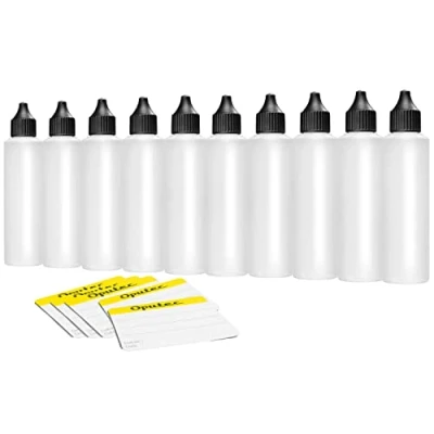 Afbeelding van Oputec 10 x 250 ml kunststof flessen met druppel, geschikt voor levensmiddelen, zachte PE kunststof, druppelflessen, druppelflessen + etiketten