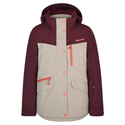 Afbeelding van Ziener Anoki Ski jack voor meisjes, winterjas, waterdicht, winddicht, warm, zilverbeige tex, 104
