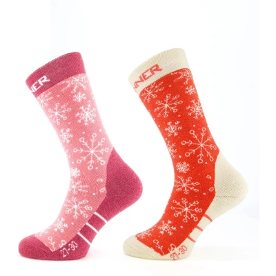 Afbeelding van Sinner SIWE Skisokken Junior Snow Pink Red 2 pack EU 35 38 Ski &amp; Snowboardsokken