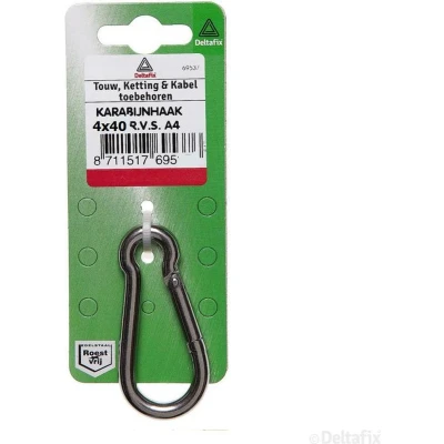 Afbeelding van Deltafix karabijnhaak standaard r.v.s. a4 40 mm x 4 1 st.