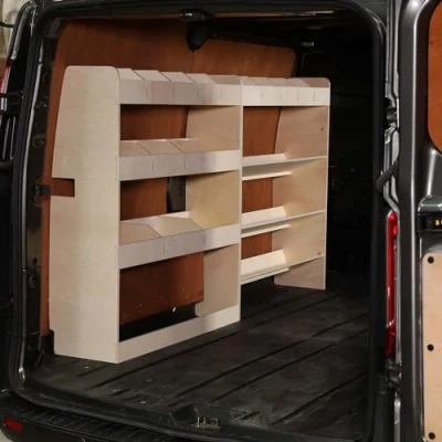 Afbeelding van VANIFY Gemaakt voor de FORD TRANSIT CUSTOM L1 (SWB) 2012+ bedrijfswageninrichting bestelbus stellingkast, Gereedschapskist en achterklep