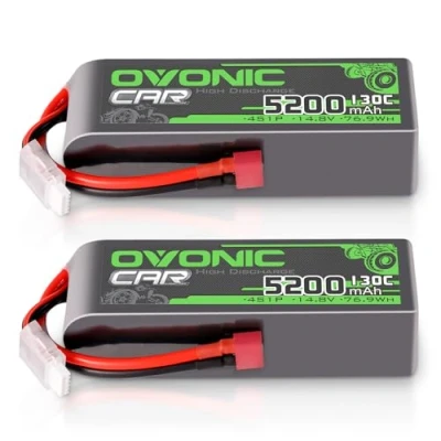 Afbeelding van OVONIC 4s Lipo accu 14,8 V 5200 mAh 130 C met Deans T stekker batterij voor RC auto truck Truggy quadcopter helikopter vrachtwagen boot vliegtuig (2 stuks)