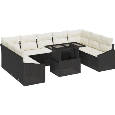Afbeelding van vidaXL Tuin Sofa Set van 10 Beige Rattan Rechthoekig