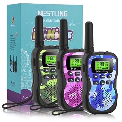 Afbeelding van Nestling 3 stuks walkietalkie voor kinderen, 2 weg radio walkietalkies met 8 kanalen, zaklamp lcd achtergrondverlichting, geschenken, speelgoed 12 jaar, kamperen, outdoor avonturen