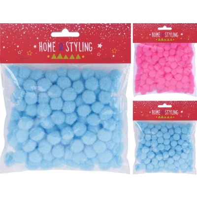 Afbeelding van Pompoms 15 mm set 150 st blauw