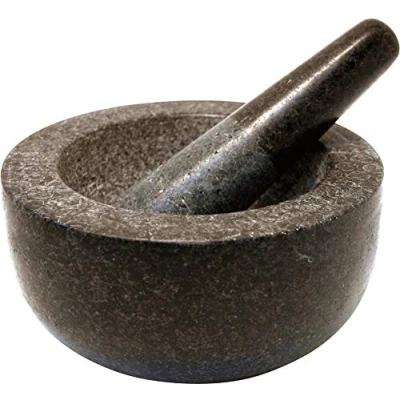 Afbeelding van Jade Temple steenvijzel met stamper, in set, effectieve en eenvoudige vijzel van massief graniet een diameter 18 cm hoogte 8,5 (18 x 8.5 cm)