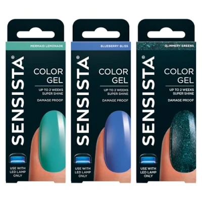 Afbeelding van Sensista Wavy Wonders Set Color Gel Gellak Voordeelset Blauw Groen nagellak voor LED lamp 3 stuks