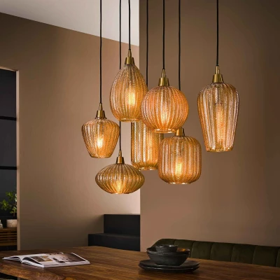 Afbeelding van Fraaai Elsie hanglamp 7L patroon mix Glas
