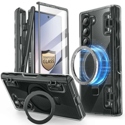 Afbeelding van i Blason Beschermhoes voor Samsung Galaxy Z Fold 6 met MagSafe ringhouder en penhouder [displaybescherming van gehard glas] [scharnierbescherming] Cosmo magnetische bescherming 6, mat