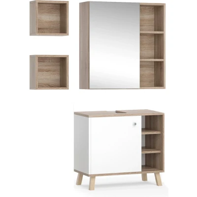 Afbeelding van Vicco Badkamermeubel set &quot;Senyo&quot;, Wit/Sonoma, 3 delen
