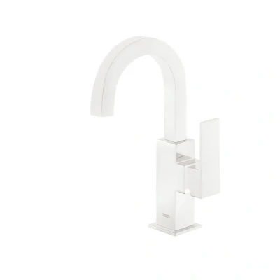 Afbeelding van Wastafelmengkraan Tres Cuadro Exclusive 1 Hendel Uitloop Gebogen 17 cm Vierkant Mat Wit
